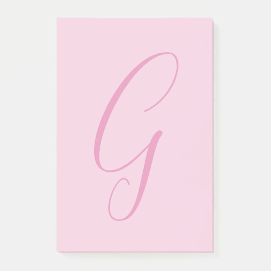 Initial Letter Monogram Light Pink Plain Chic Post-it Klebezettel (Vorderseite)