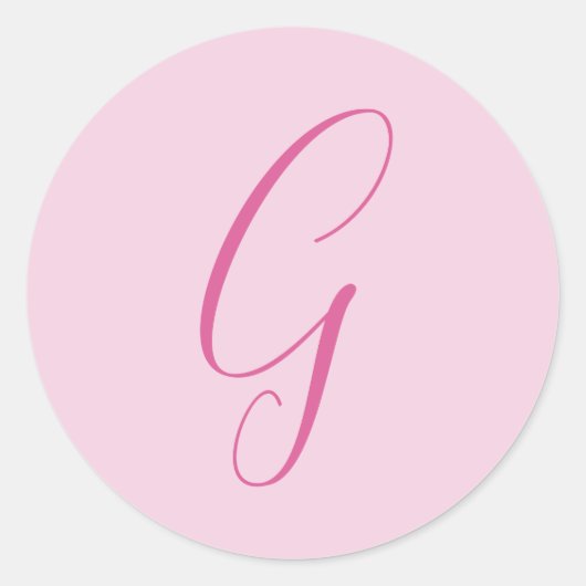 Initial Letter Monogram Light Pink Plain Chic Runder Aufkleber (Vorderseite)