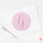 Initial Letter Monogram Light Pink Plain Chic Runder Aufkleber (Umschlag)