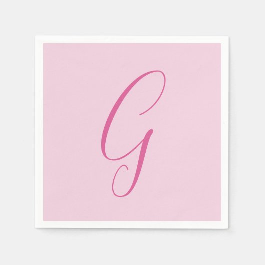 Initial Letter Monogram Light Pink Plain Chic Serviette (Vorderseite)