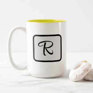 Initial Letter Monogram Logo Yellow coffee mug Zweifarbige Tasse