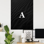 Initial Letter Monogram Modern Chic Black Sand Poster (Heimbüro)