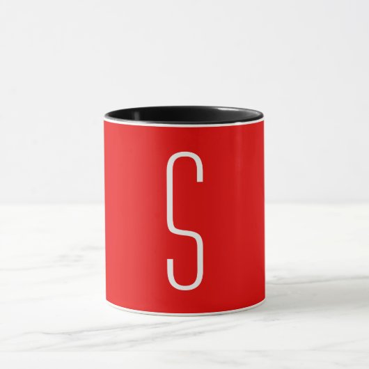 Initial Letter Monogram Modern Red White Black Tasse (Zentrum)