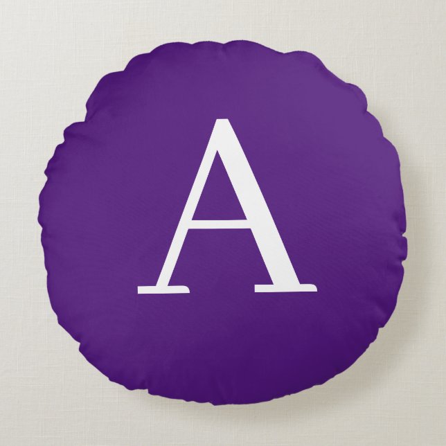Initial Letter Monogram Modern Style Lila & blau Rundes Kissen (Vorderseite)