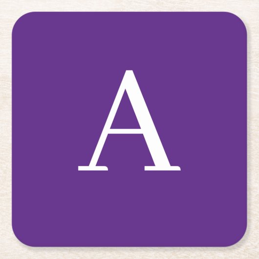 Initial Letter Monogram Modern Style Lila Rechteckiger Pappuntersetzer (Vorderseite)