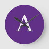 Initial Letter Monogram Modern Style Lila Runde Wanduhr (Vorderseite)