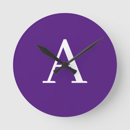 Initial Letter Monogram Modern Style Lila Runde Wanduhr (Vorderseite)