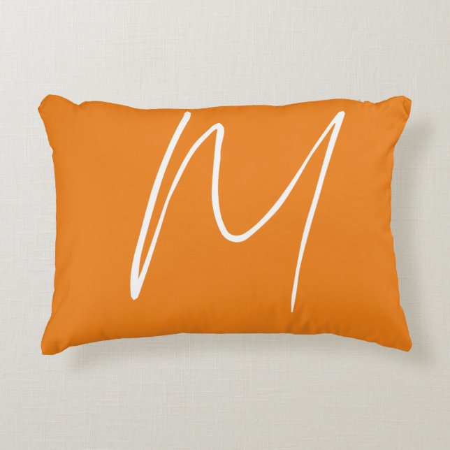 Initial Letter Monogram Modern Style Orange White Dekokissen (Vorderseite)