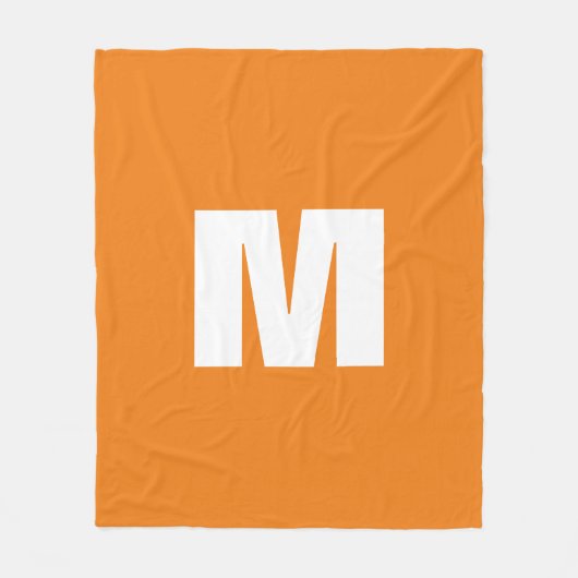 Initial Letter Monogram Modern Style Orange White Fleecedecke (Vorderseite)