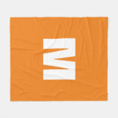 Initial Letter Monogram Modern Style Orange White Fleecedecke (Vorderseite (Horizontal))