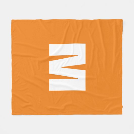 Initial Letter Monogram Modern Style Orange White Fleecedecke (Vorderseite (Horizontal))