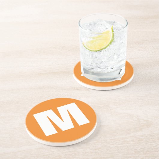 Initial Letter Monogram Modern Style Orange White Getränkeuntersetzer (Seite)