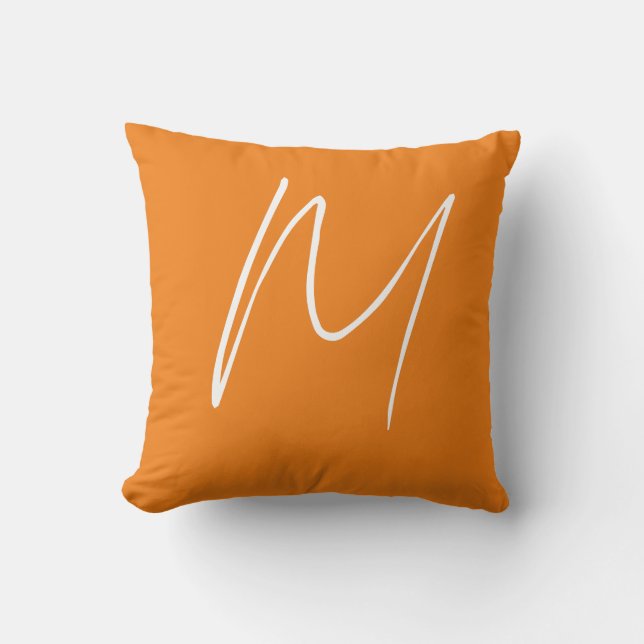 Initial Letter Monogram Modern Style Orange White Kissen (Vorderseite)