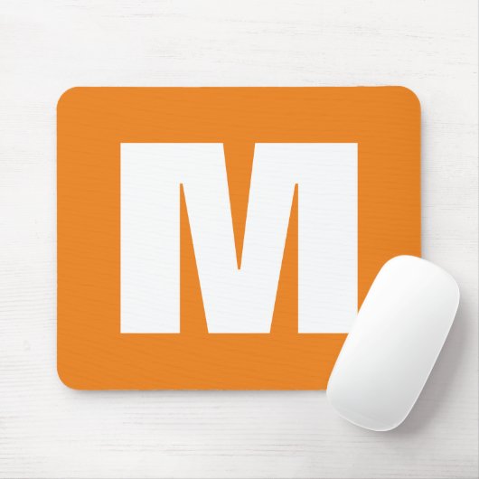 Initial Letter Monogram Modern Style Orange White Mousepad (Mit Mouse)