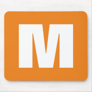 Initial Letter Monogram Modern Style Orange White Mousepad