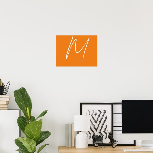Initial Letter Monogram Modern Style Orange White Poster (Heimbüro)