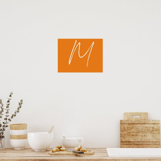 Initial Letter Monogram Modern Style Orange White Poster (Küche)