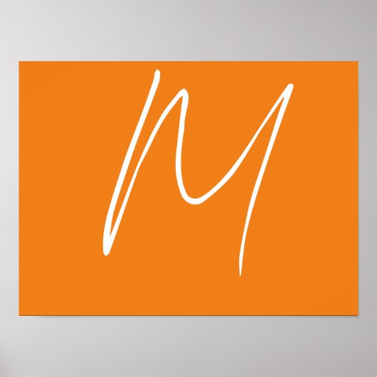 Initial Letter Monogram Modern Style Orange White Poster (Vorne)
