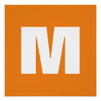 Initial Letter Monogram Modern Style Orange White