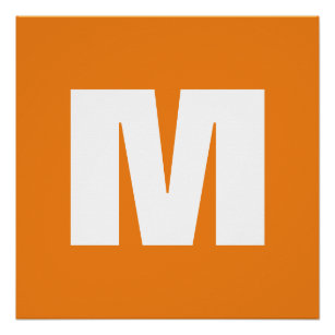 Initial Letter Monogram Modern Style Orange White Poster