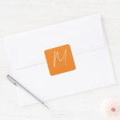 Initial Letter Monogram Modern Style Orange White Quadratischer Aufkleber (Umschlag)