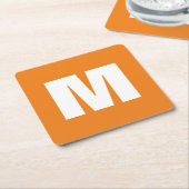 Initial Letter Monogram Modern Style Orange White Rechteckiger Pappuntersetzer (angewinkelt)