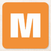 Initial Letter Monogram Modern Style Orange White Rechteckiger Pappuntersetzer (Vorderseite)