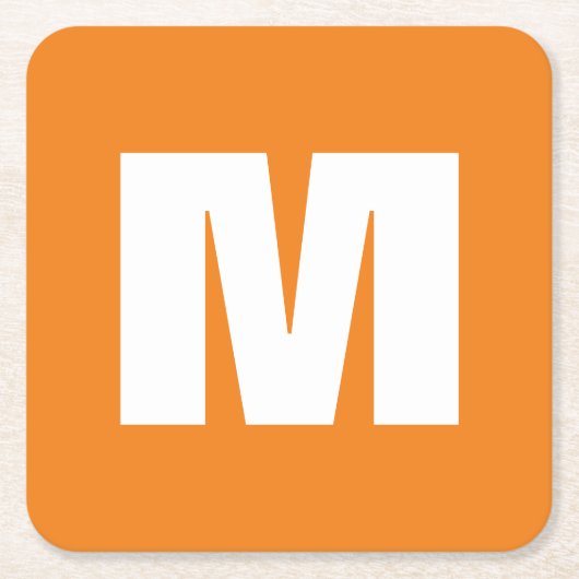 Initial Letter Monogram Modern Style Orange White Rechteckiger Pappuntersetzer (Vorderseite)