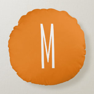 Initial Letter Monogram Modern Style Orange White Rundes Kissen