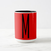 Initial Letter Monogram Modern Style Red Black Zweifarbige Tasse (Mittel)