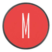 Initial Letter Monogram Modern Style Red White Eishockey Puck (Vorderseite)
