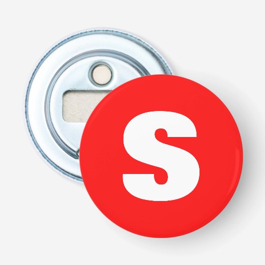 Initial Letter Monogram Modern Style Red White Flaschenöffner (Vorderseite)