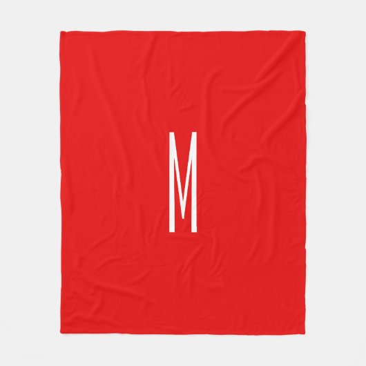 Initial Letter Monogram Modern Style Red White Fleecedecke (Vorderseite)