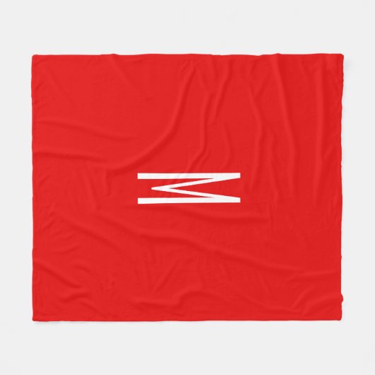 Initial Letter Monogram Modern Style Red White Fleecedecke (Vorderseite (Horizontal))