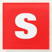 Initial Letter Monogram Modern Style Red White Glasuntersetzer (Vorderseite)