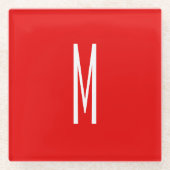 Initial Letter Monogram Modern Style Red White Glasuntersetzer (Vorderseite)