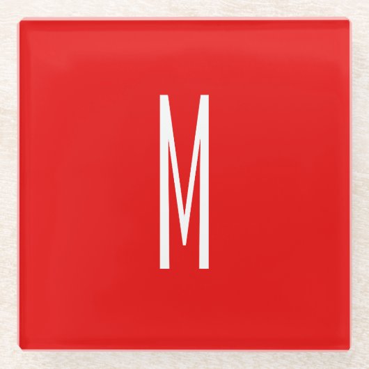 Initial Letter Monogram Modern Style Red White Glasuntersetzer (Vorderseite)