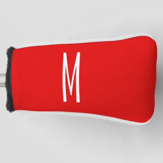 Initial Letter Monogram Modern Style Red White Golf Headcover (Vorderseite)