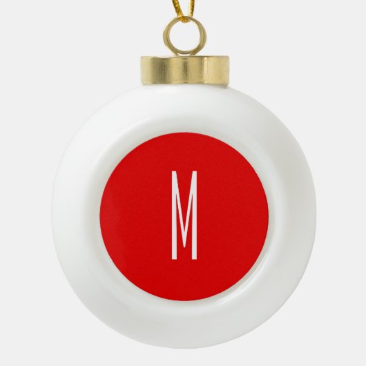 Initial Letter Monogram Modern Style Red White Keramik Kugel-Ornament (Vorderseite)