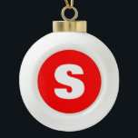 Initial Letter Monogram Modern Style Red White Keramik Kugel-Ornament<br><div class="desc">Möchten Sie ein Produkt mit den Initialen Ihres Namens besitzen? Es ist sehr einfach,  ästhetisch und attraktiv.</div>