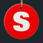 Initial Letter Monogram Modern Style Red White Keramik Ornament<br><div class="desc">Möchten Sie ein Produkt mit den Initialen Ihres Namens besitzen? Es ist sehr einfach,  ästhetisch und attraktiv.</div>