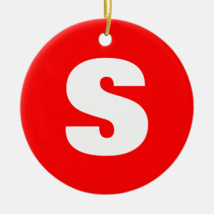 Initial Letter Monogram Modern Style Red White Keramik Ornament