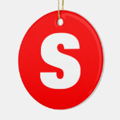 Initial Letter Monogram Modern Style Red White Keramik Ornament (Links)
