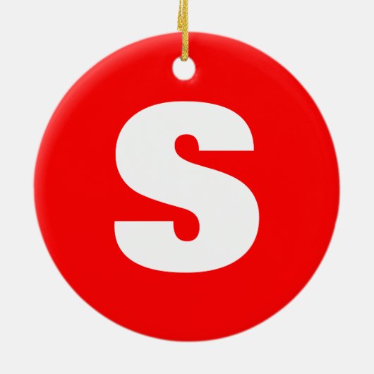 Initial Letter Monogram Modern Style Red White Keramik Ornament (Hinten)