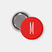 Initial Letter Monogram Modern Style Red White Magnet (Vorderseite/Rückseite)