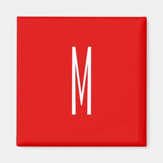 Initial Letter Monogram Modern Style Red White Magnet (Vorne)