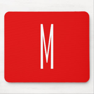Initial Letter Monogram Modern Style Red White Mousepad