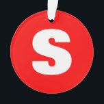 Initial Letter Monogram Modern Style Red White Ornament<br><div class="desc">Möchten Sie ein Produkt mit den Initialen Ihres Namens besitzen? Es ist sehr einfach,  ästhetisch und attraktiv.</div>