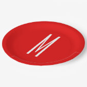 Initial Letter Monogram Modern Style Red White Pappteller (Schrägansicht)