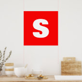 Initial Letter Monogram Modern Style Red White Poster (Küche)
